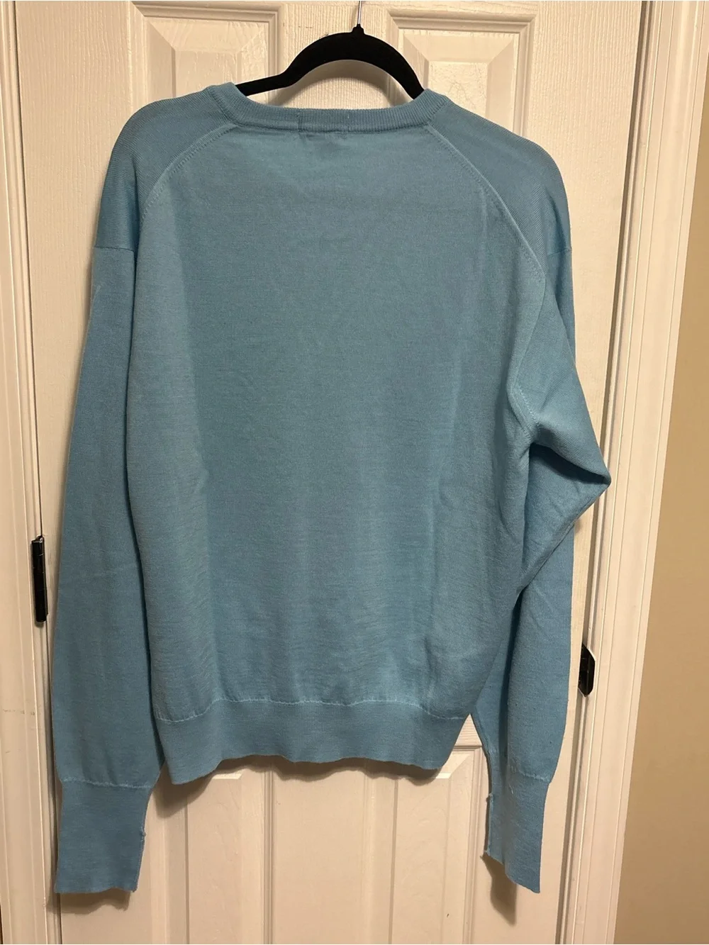 Vintage Lacoste Men’s Light Blue V-Neck Sweater